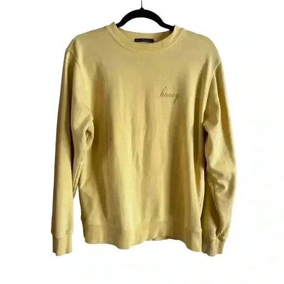 Brandy Melville Sweaters - Brandy Melville Crewneck Sweatshirt Honey Embroidered Yellow Long Sleeve